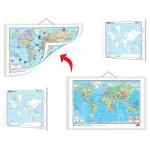 GO WOO SMALL - 100 WORLD POLITICAL OUTLINE MAP FOR SCHOOL, SMALL - 100 WORLD PHYSICAL OUTLINE MAP FOR SCHOOL and 2 IN 1 WORLD POLITICAL AND PHYSICAL MAP IN ENGLISH |Combo of 3 Maps |