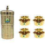 Coopany Combo Brass Filter Coffee Maker 200 ML(4 to 5 Cups) &4 Set Brass Dabara Set(Dabara 150 ml )