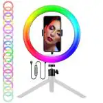 coku RGB Ring Light with Mobile Phone Holder for All Smartphone and Tripod Stand