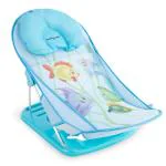 BUMTUM Baby Bather For Babies 0-12 Months | Anti-Slip Bathing Chair | 3-Position Adjustable, Foldable & Compact, Washable Soft Mesh, Large Seat & Foot Rest(Aqua Print)