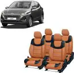 AUTO-SAFE Orange, Black Leather Car Seat Cover for Hyundai Aura Pack of 6