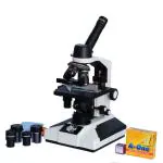 ESAW Monocular Student Compound Microscope With Semi Plan Achro Objectives 40X-1500X Magnification LED Illumination With Kit 50 Blank Slides Cover Slips Dust Cover White-MONOSEMI