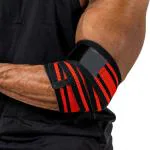 LEOSPORTZ Spandex Elbow Support For Gym-Elbow Brace For Men Women Workout,Elbow Compression Sleeves With Straps For Tendonitis Pain Relief,Tennis,Volleyball,Cricket-Elbow Band (Red-Black) -One Size