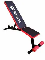 SX Fitness Heavy Duty Adjustable Flat, Incline and Decline Weight Bench for Home Gym, Strength Training, Abdominal and Full Body Workout 220 kg Capacity (Black Red- Adjustable Matte)
