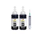 ANG Ink Black Pigmented Ink for Cartridge PG88, PG745, PG810, PG830, PG89, PG47, PG740, PGI 5,PG 40 - & 1 Syringe Set of 2 100 Ml Bottle Ink Cartridge
