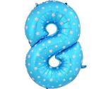 AMFIN 17 Inch 8 Number Blue Foil Balloon for 8th Birthday Party Decorations / Eighth Anniversary Party Decoration
