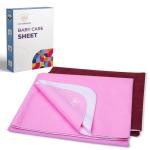 MY ARMOR Baby Dry Sheet/Mattress Protector (Waterproof/Quick Drying/Extra Absorbent/Reusable) - Pack of 2 (Large (100cm x 140cm) (Pink & Maroon)