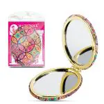 Majestique Shimmer Oval Magnifying Mirror | Compact Double-Sided 1X/2X Mirror for Makeup | Portable Folding Mirror for Women | Pocket Mirror Ideal for Purse - 1Pc/Multicolour