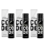 Wild Stone CODE Chrome No Gas Long Lasting Body Perfume Spray for Men Pack of 3 (120ml Each)