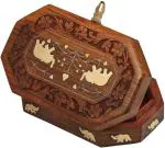 Honiluk Brown Wooden Jewelry Box Elephant Jewellery Vanity Box