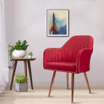 Vergo Plush Dining Chair Velvet Upholstery with Cushion Seat (Red)