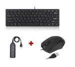 Enter Typist Mini Wired Keyboard + Cursor Wired Mouse + U4P USB HUB Combo Set (Black)