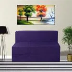 COZY COMFORT Folding Sofa Cum Bed for Home & Living Room | Mattress- Perfect for Guests | Jute Fabric (Purple, 3 * 6 Feet)
