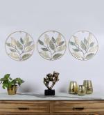 Amaya Decors Green & Gold Hammered Leaves Wall Decor Set of 3