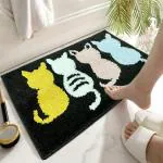 Roseate Cat Super Soft (40x60 cm) Super Absorbent Microfibre Bath Mat (Multicolour) Pack of 1
