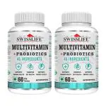SWISSLIFE FOREVER Multivitamin with Probiotics - 45 ingredients 60 Tablets for men and women| Vit.A, B vitamins, C, D, E | Biotin, Zinc, Vitamins, Minerals and Giloy (2-BOTTOL-OF-60-TABLETS)