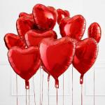Joysome Red Heart Aluminium Balloons for Party and Celebration - Pack of 12