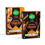 JUST GOOD FOOD CO.Harela Certified Organic Spice Combo: Cinnamon Powder & Turmeric Powder | Health-Boosting | 100% Pure & Natural