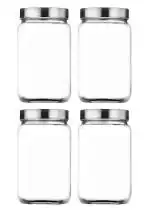 Machak Transparent Glass Cubical Storage Container, 800 Ml (Pack Of 4)