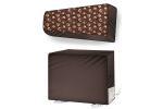 The Furnishing Tree Waterproof Split AC Cover Set for Daikin JTKJ50 1.5 ton Indoor And Outdoor Unit PVC Floral Coffee