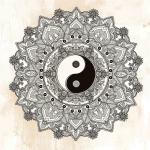 Pitaara Box Yin & Yang Tao Mandala Symbol Canvas Painting | MDF Wood Mounting Frame 12 x 12 inch (30 x 30 cms)