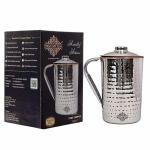 Indian Art Villa Hammered Stainless Steel Embodied Copper Jug 1500 ml