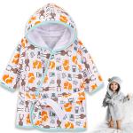 BABYHOP Forest Print Bath Robe (Boy - Blue) with Waist Belt & Hood for Baby Boy, Toddler, 9-18 Months