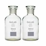GoLab Laboratory Premium Calibrated Borosilicate Glass Reagent Bottle with Solid glass Stooper (50 ML) CAPACITY- (pack of2)