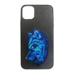YOD YARD OF DEALS Black Leather Lightweight Blue Wolf Back Cover Case for Apple iPhone X, XR, 11, 12, 12 Pro, 12 Pro Max, 13 Mini, 13, 13 Pro, 13 Pro Max