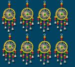 Agenzia Exim Handcrafted Colorful Ring Pom Pom Hanging with Bells Size-2 (Color- Multicolor Pack of 8)