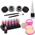 Prakritee Prakritee Matte Kiss Lipstick with Long Lasting Eyeliner, Compact Powder (Pack of 4)