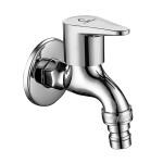 CUROVIT Zinc Alloy Wall Mounted Nozzle Bib Cock Short Nose Tap Silver in Color Chrome Finish Quarter Turn with Wall Flange