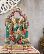 ARTVARKO Decorative Brass Laxmi Vishnu Riding On Garuda Sculpture - 12 inch