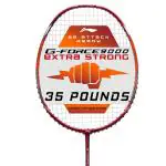 Li-Ning Boys And Girls Red, Copper Carbon Fibre G-Force Extra Strong 9000 Strung Badminton Racket With Full Cover