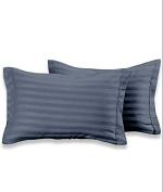 Riftree Cotton Satin Stripe Pillow Covers 18 x 28 inches Pack of 2 Pieces(Grey)