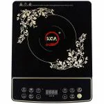 KGA 1600 Watt Grade A Crystal Glass Induction Cooktop with 8 Indian auto cook menu (Black KGA59)