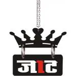 XAZE CRAFT 3D Acrylic Car Hanging jaat in Hindi Crown Both Side Car (03) Car Hanging Ornament (Pack of 1)