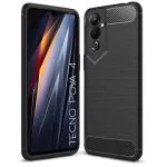 Fastship Silicone Rubber Hybrid Case Case Back Cover for Tecno LG7n / POVA 4 - Black