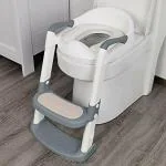Zollyss Grey White Potty Training Seat With Step Stool Ladder And Anti-Slip Pads