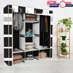 Xivil 3 door black Printed collapsible wardrobe