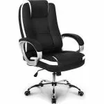 Adiko Smart Cushioned High Back Office Chair Executive Chair in Black with heavy duty Chrome plated Metal Base