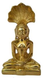 Kalarambh Brass Parshvanatha Idol Murti Statue for Pooja Puja Mandir Table Decor Gift Items Collectible Handicraft Art, Yellow, 4 x 2 x 7 Inch (L x W x H)