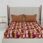 TRIDENT Dusk & Dawn Queen Sheet Set, 100% Cotton Bed Sheets, 3-Piece Set, 1 Bedsheet and 2 Pillowcases , Soft & Smooth 144 Thread Count (Queen) - Urban Brown (228Cm*254Cm)