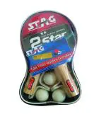 STAG 2 Star Anywhere Everywhere Table Tennis Playset | 4 Racquets, 3 Balls (White) & 1 Net, (Model: 2STAR-Set WH)