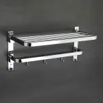 Neonix 304 Stainless Steel Folding Towel Hanger for Bathroom | Bath Fixtures Racks and Accessories | Washroom Cloth Hangers Rod Stand | Wall Mounted Holder (24 Inches)