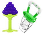Manan Shopee Kids Green, Grapes Silicone Teether With Baby Fruit Nibbler Pacifier (Pack Of 2)