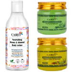 Caret Organic Nourishing Honey & Almond Body Lotion (250ml) , Neem, Tulsi Gel (100g) AND Papaya Kesar Aloevera Gel (100g)