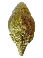 Kalarambh Brass Sun Design Blowing Shankh Conch for Home Vastu Pooja Puja Mandir Office Table Decor Collectible Handicraft Art, Yellow, 4.4 x 4.4 x 9.4 Inch (L x W x H)