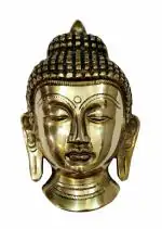 athizay Buddha Face Door or Wall Hanging Brass Metal Antique Gold Finish Idol 13 x 8 cm