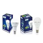 Philips B22 Stellar Bright Rechargeable Emergency Inverter LED Bulb, 8W + 12W Emergency Bulb,Crystal White(Combo Pack)